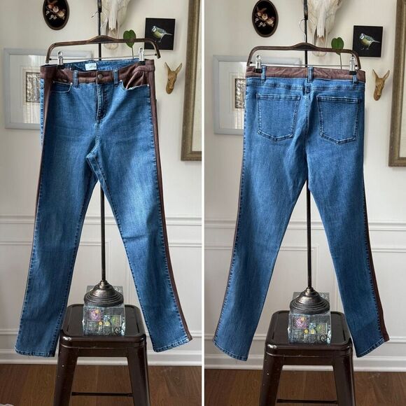 ecru Denim - ECRU Designed Los Feliz Brown Moleskin Fabric Inset Jean In Vintage 28